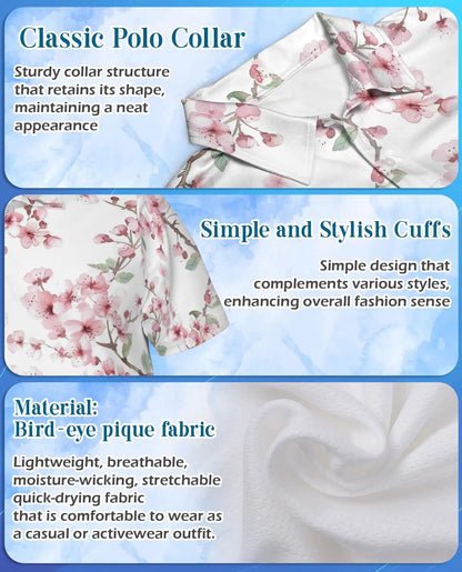 Cherry Blossom Polo Shirt for Men – Spring Floral Style | Netecom