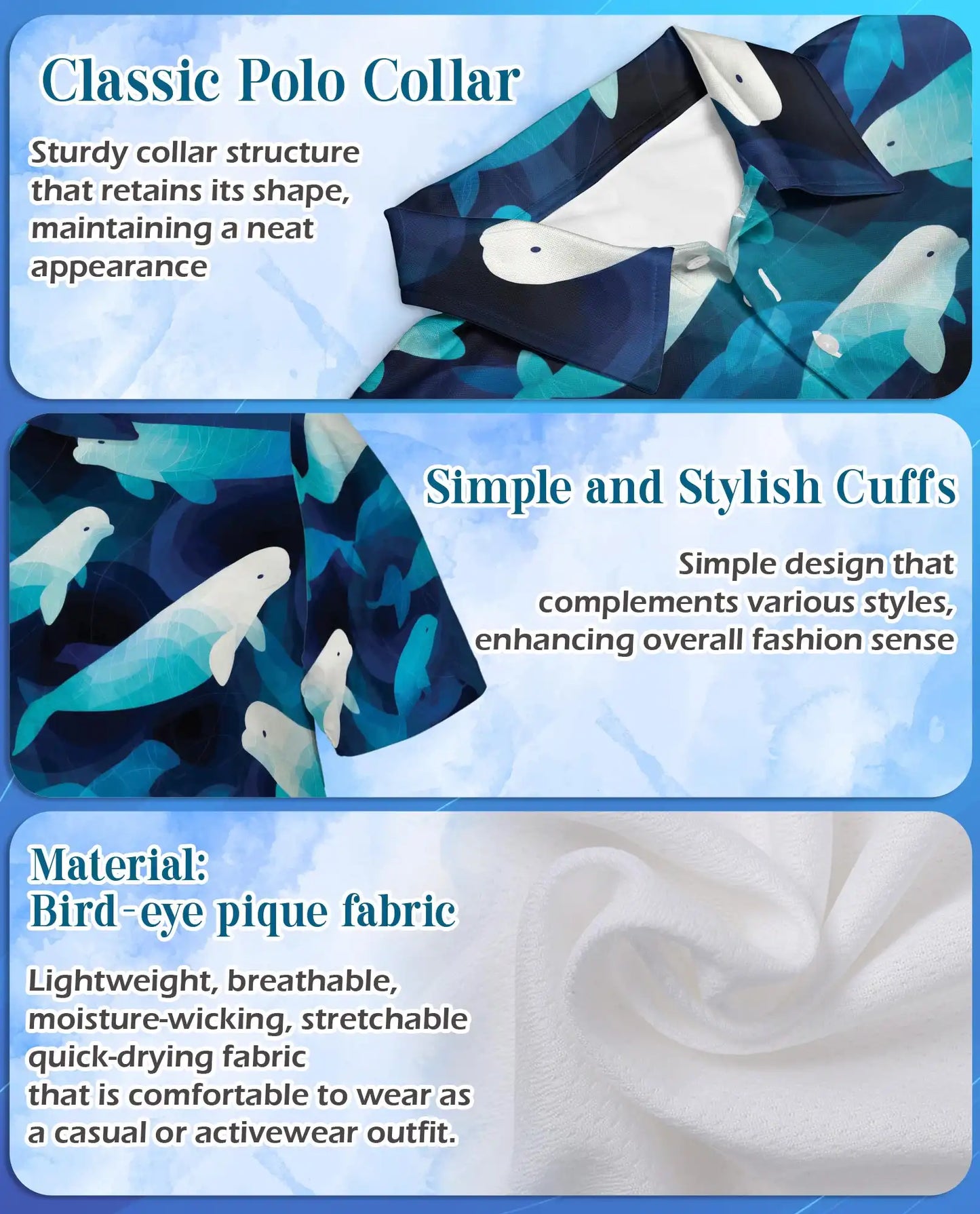 Beluga Whale Polo Shirt for Men – Ocean Wildlife Style | Netecom