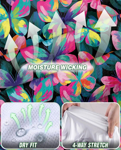 Vibrant Butterfly Pattern Sleeveless Polo Shirt for Women | Netecom