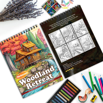 Woodland Retreat Spiral Bound Coloring Book, Peaceful Woodland Scenes for a Nature-Inspired Escape, Great for Those Seeking Serenity and Natural Beauty