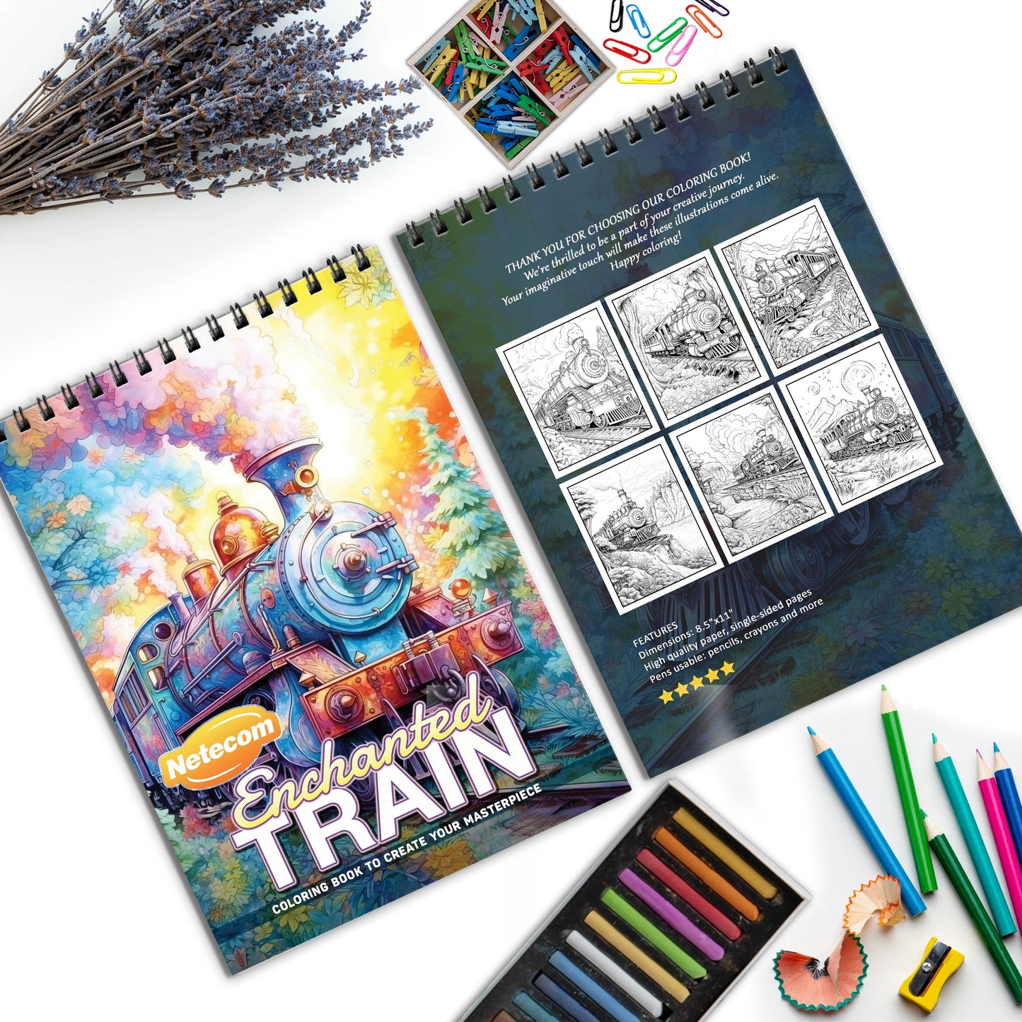 Train Spiral Bound Coloring Book, Iconic Trains for a Nostalgic and Adventurous Coloring Experience, Ideal for Train Enthusiasts and Travel Dreamers