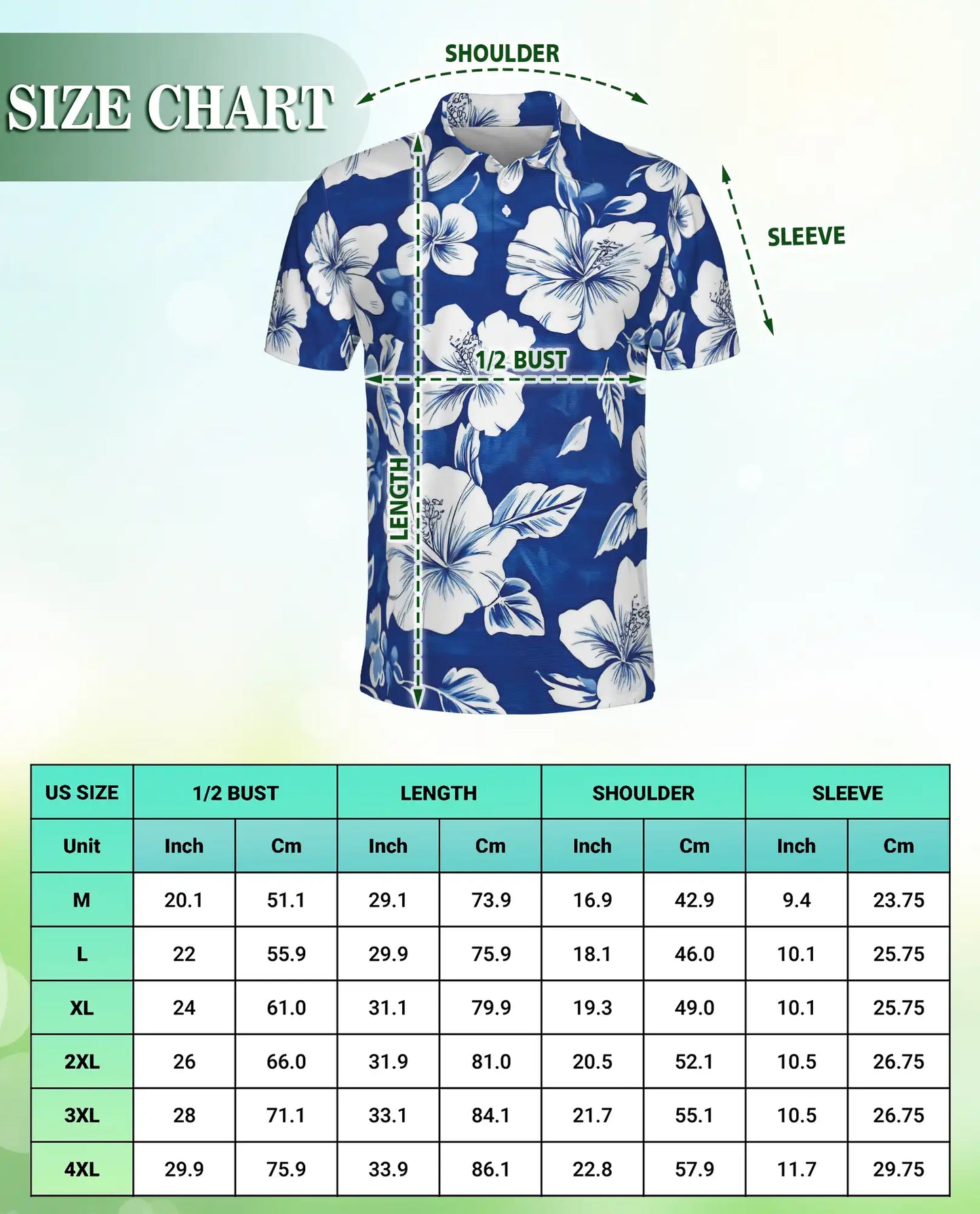 Blue White Hibiscus Polo Shirt | Netecom