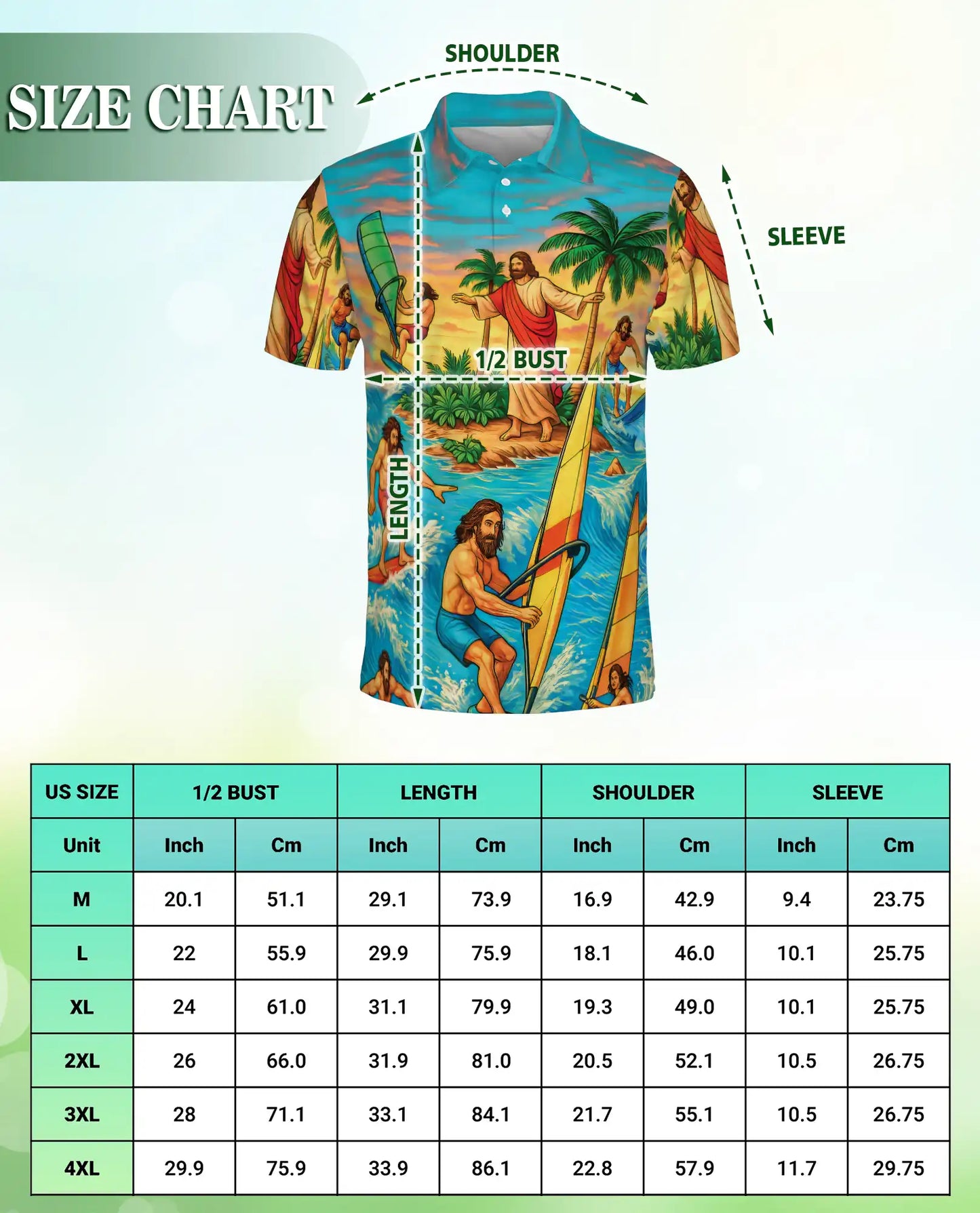 Jesus Surfing Tropical Beach 3D Polo Shirt for Men – Christian Summer Island Style | Netecom