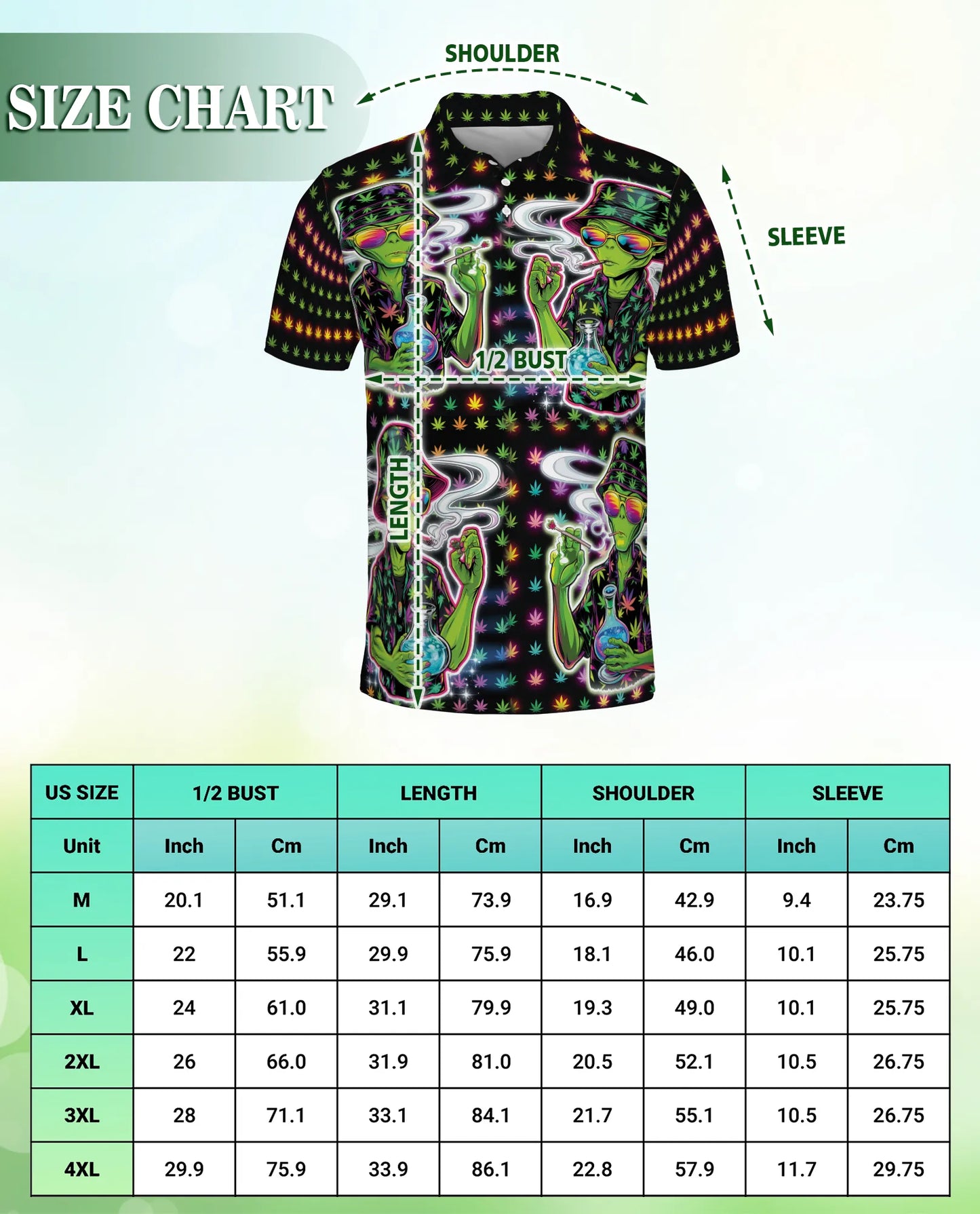Funny Alien Neon 3D Polo Shirt for Men – Psychedelic Space Style | Netecom