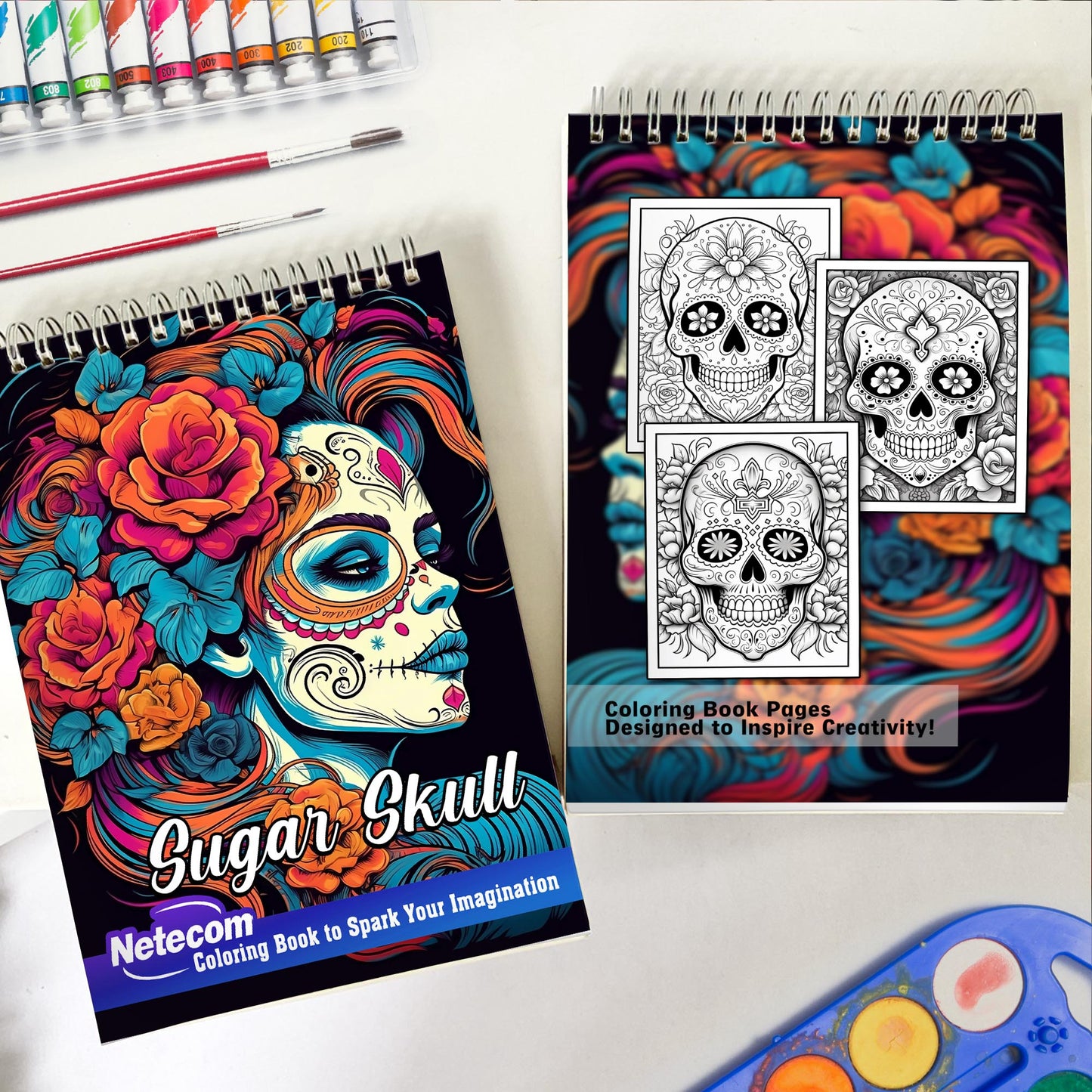 Sugar Skulls Spiral Bound Coloring Book, Celebrate the Vibrant Tradition with 30 Sugar Skulls Coloring Pages for Fans of Day of the Dead to Unleash Their Creative Expression