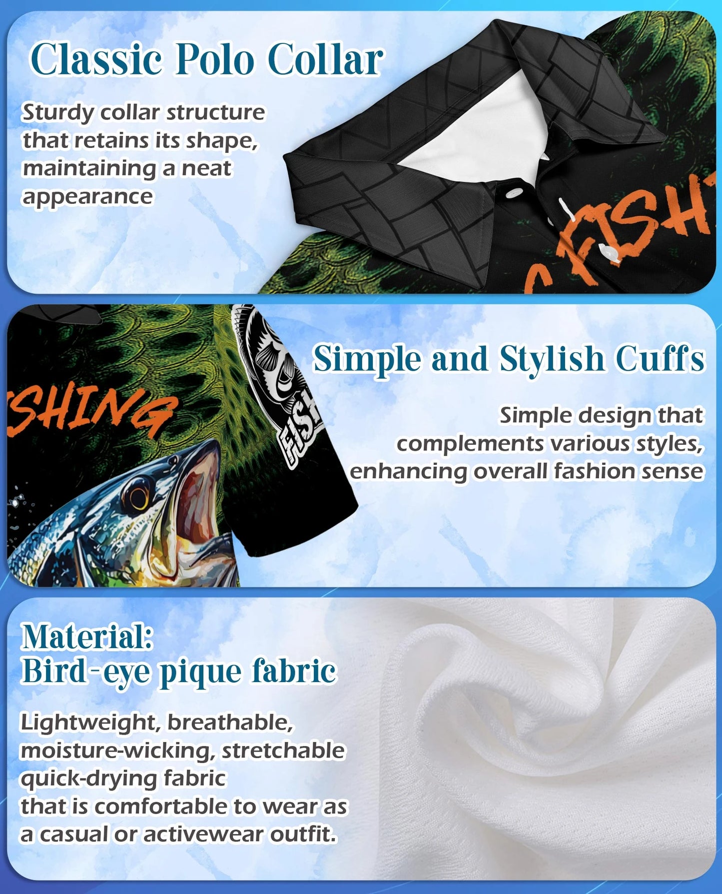 Bass Fishing Green 3D Polo Shirt for Men – Outdoor Angler Style | Netecom