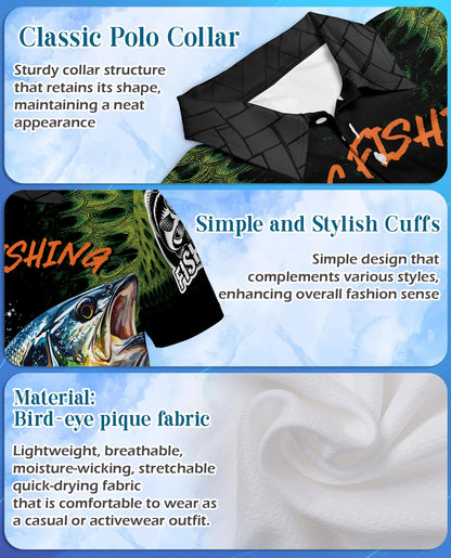 Bass Fishing Green 3D Polo Shirt for Men – Outdoor Angler Style | Netecom