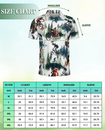 Mountain Bike Forest 3D Polo Shirt for Men – Extreme Cycling Outdoor Style | Netecom