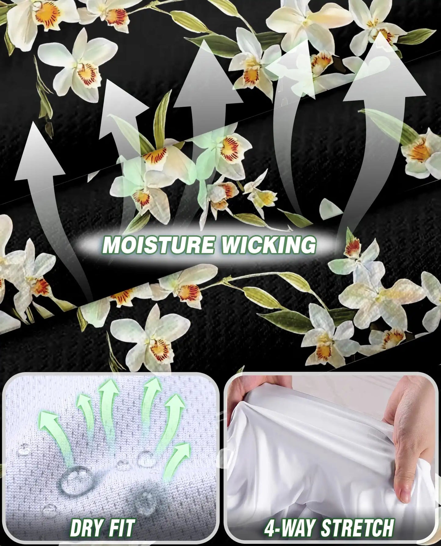 White Orchid Print Sleeveless Polo Shirt for Women – Elegant Floral Style | Netecom