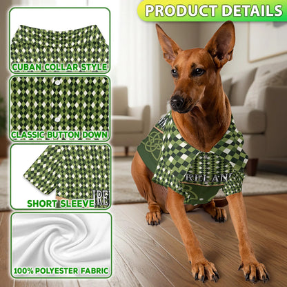 Ireland St Patrick’s Day Hawaii Dog and Owner Matching Retro Style Button Shirts