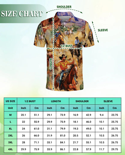 Cowboy Rodeo 3D Polo Shirt for Men – Western Horse Rider Style | Netecom