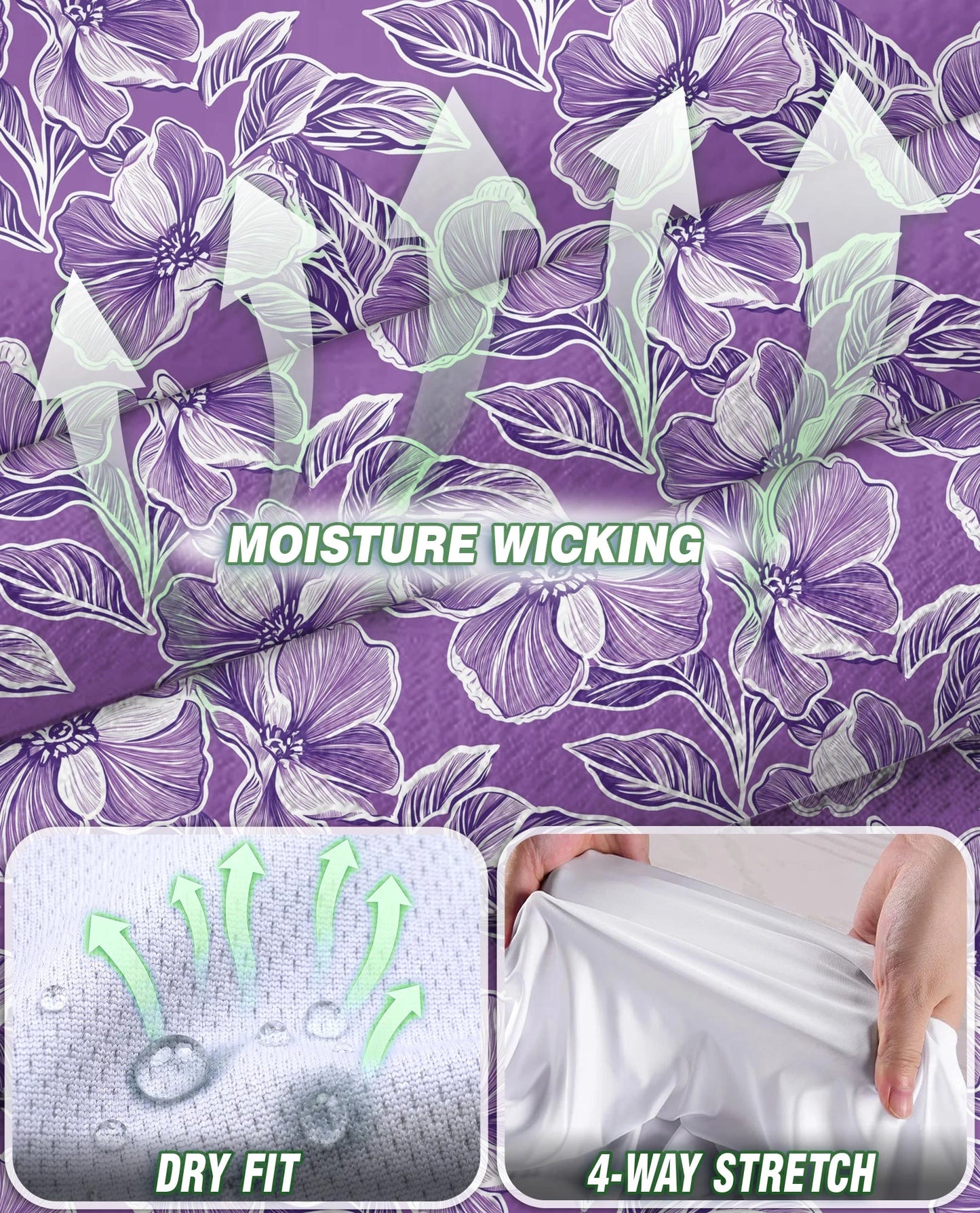 Big Hibiscus Purple Sleeveless Polo Shirt for Women | Netecom