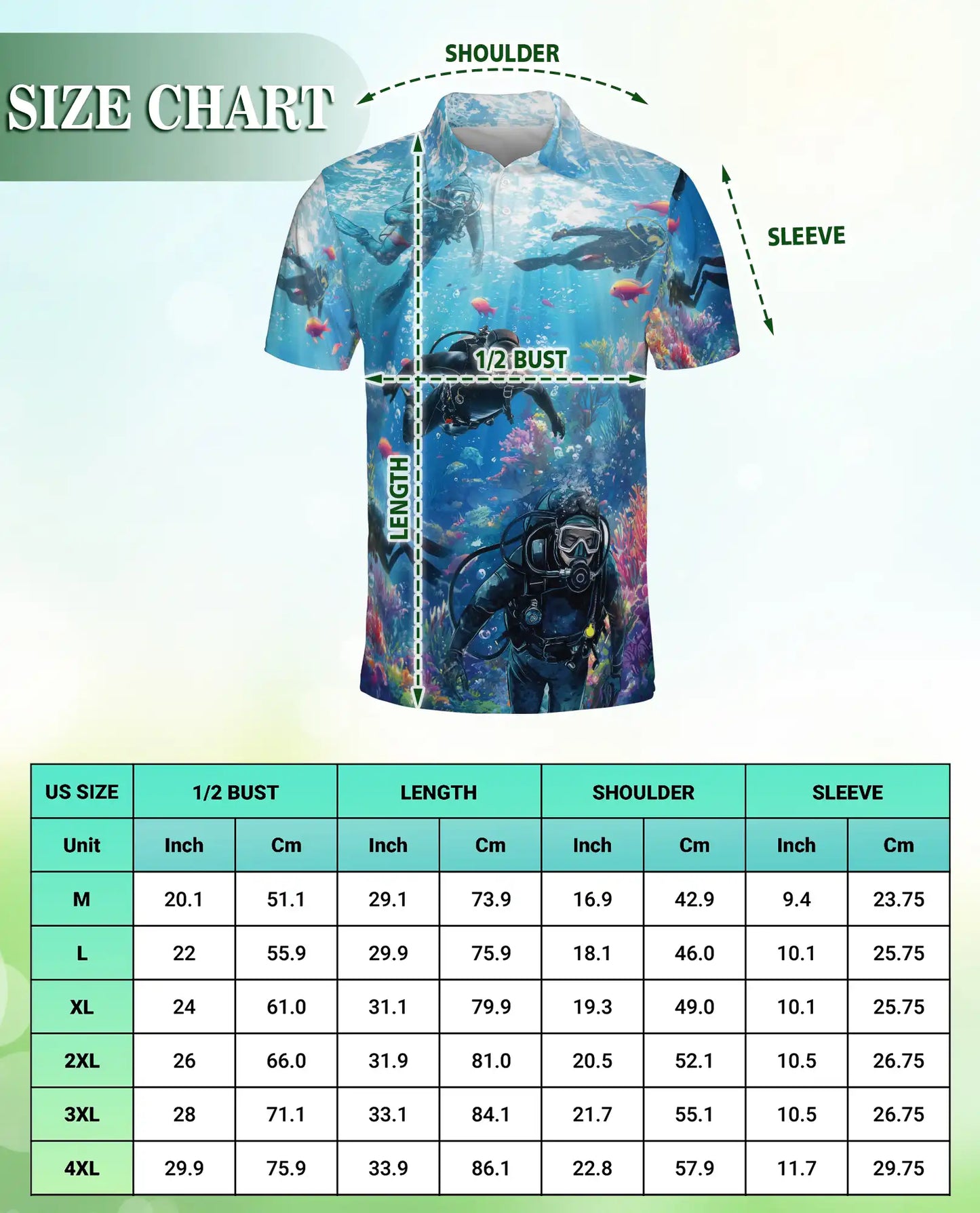 Scuba Diving Polo Shirt – Ocean Reef Print | Netecom
