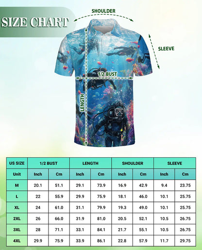 Scuba Diving Polo Shirt – Ocean Reef Print | Netecom