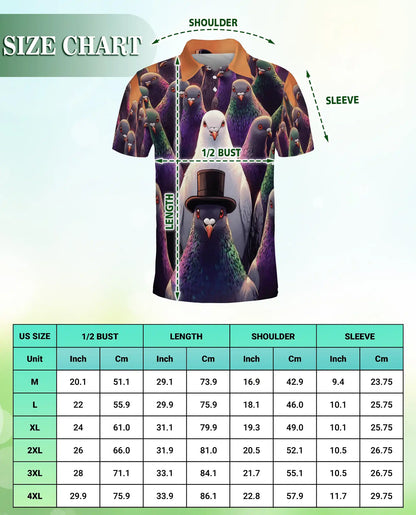 Funny Pigeon 3D Polo Shirt for Men – Cool Bird Humor Streetwear Style | Netecom