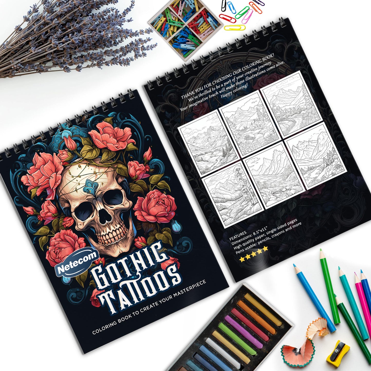 Gothic Tattoos Spiral Bound Coloring Book, Intricate Gothic Tattoo Designs for an Edgy Artistic Journey, Great for Fans of Dark and Alternative Styles