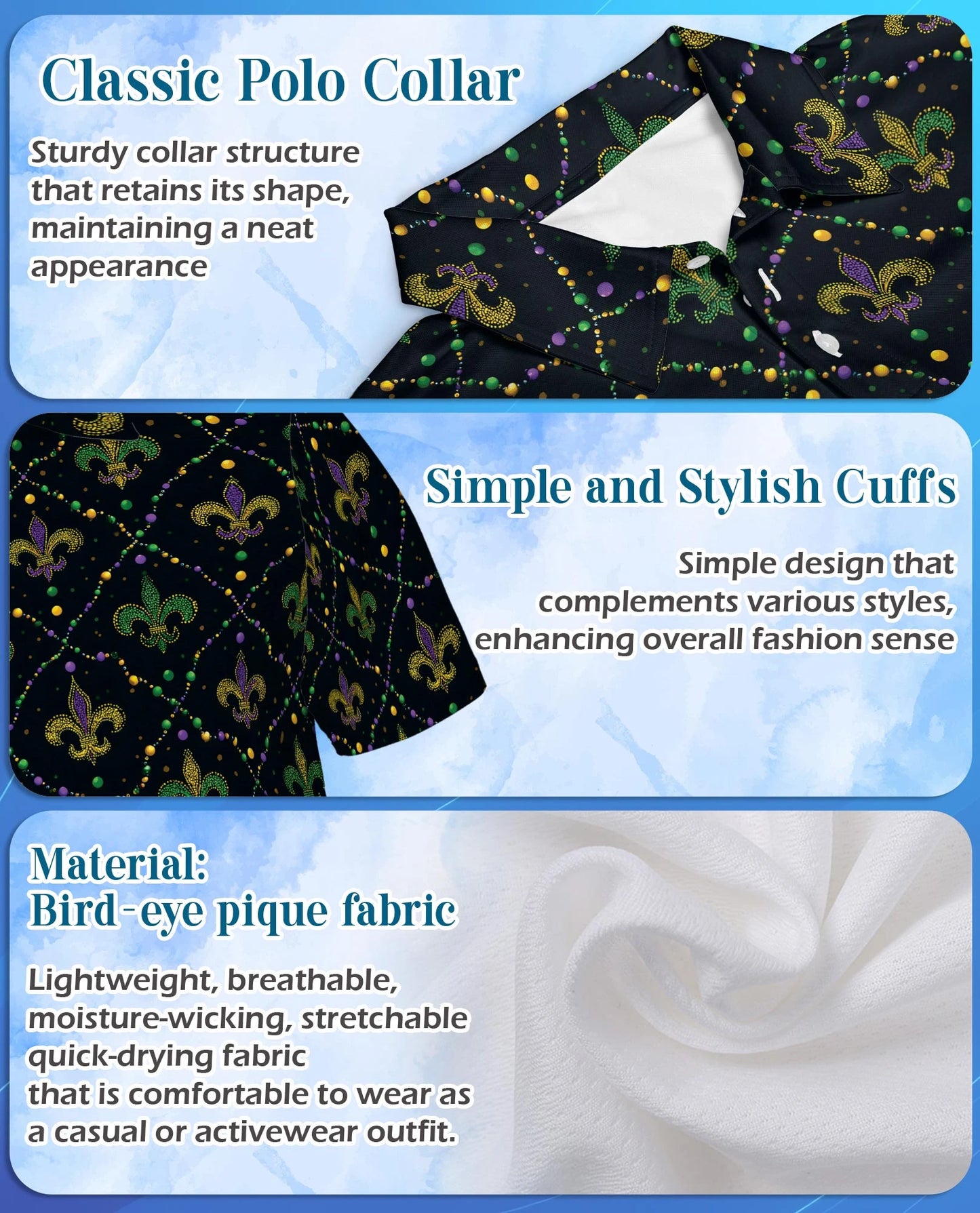 Mardi Gras Pattern Polo Shirt for Men – Carnival Festival Style | Netecom