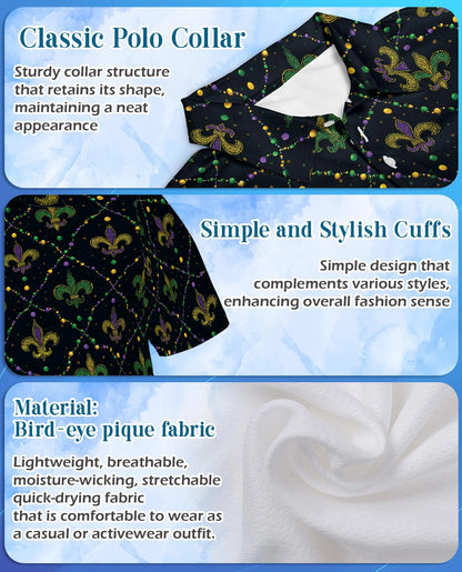 Mardi Gras Pattern Polo Shirt for Men – Carnival Festival Style | Netecom