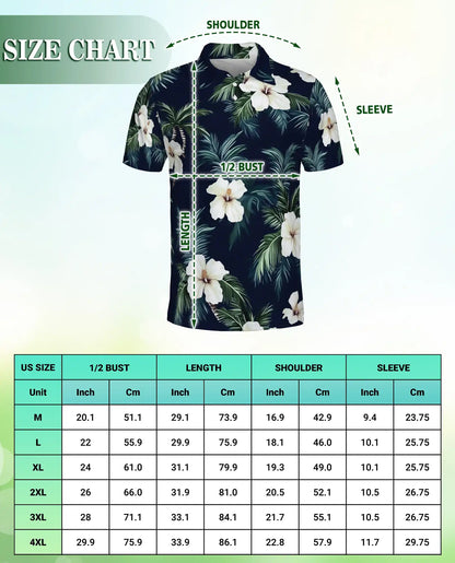 Tropical Hibiscus Palm 3D Polo Shirt for Men – Hawaiian Floral Beach Style | Netecom