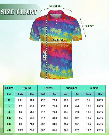 Rainbow Palm Tree Polo Shirt – Tropical Sunset Paradise Print | Netecom