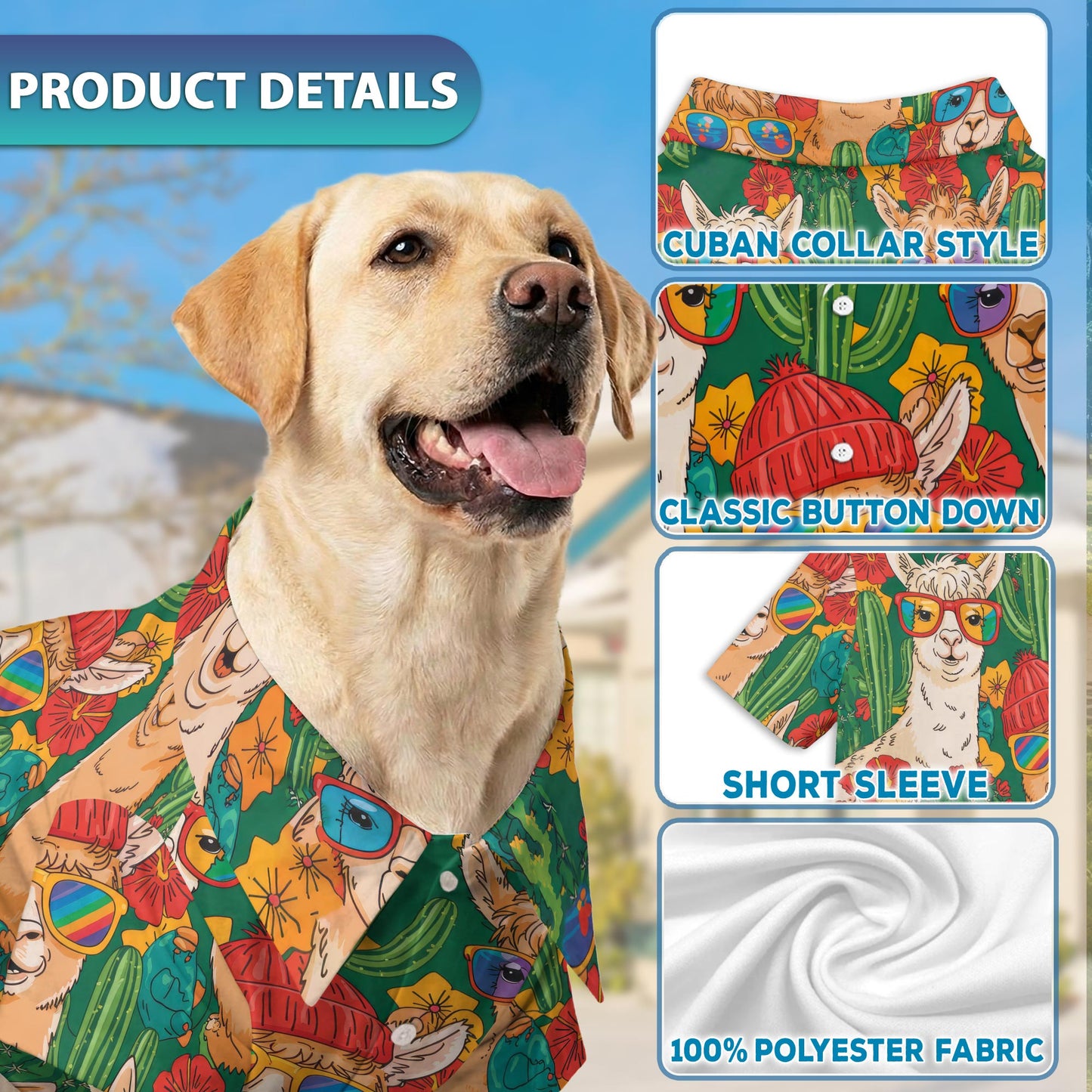 Netecom Matching Llamazing Tropical Llama Hawaiian Shirt for Dog and Owner, Aloha Summer Shirt, Llama Print Outfit for Pet and Human, Beach Vacation Casual Wear