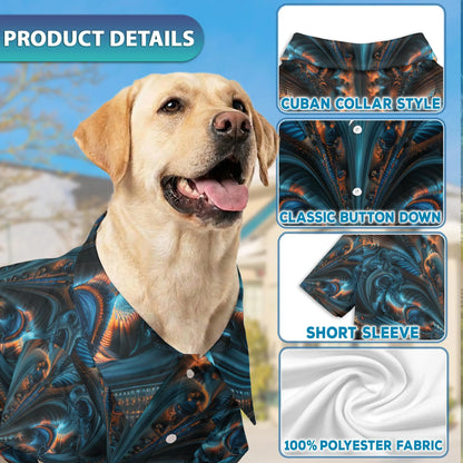 Matching Dog and Owner Hawaiian Shirts – Abstract Fractal Geometric Summer Beach Outfit