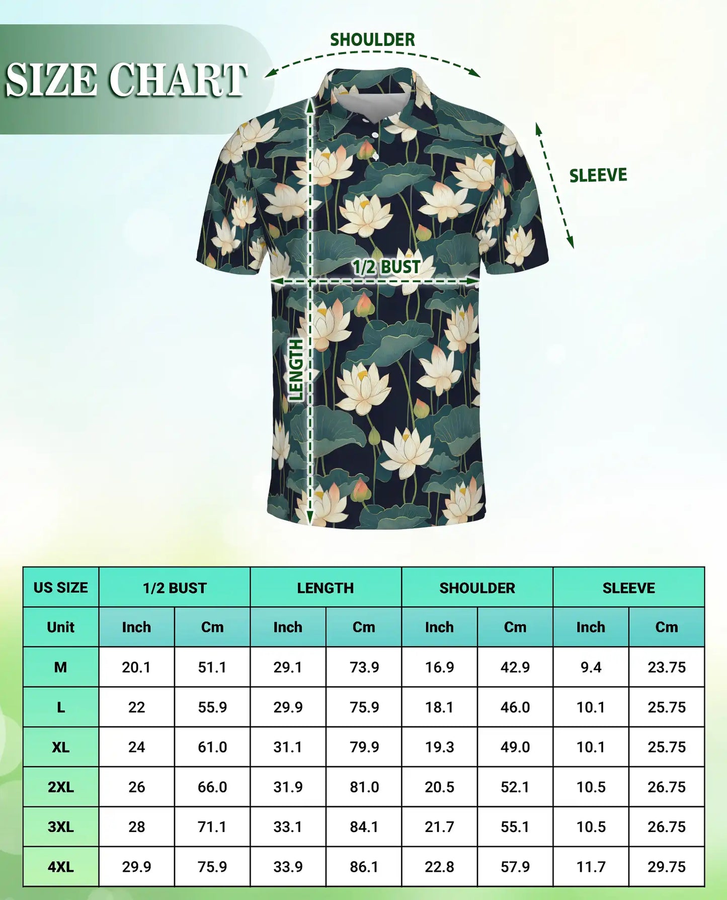 Lotus Flower Polo Shirt – Elegant Botanical Print | Netecom