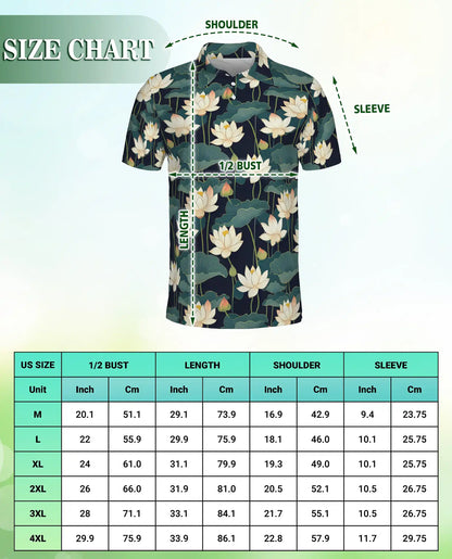 Lotus Flower Polo Shirt – Elegant Botanical Print | Netecom