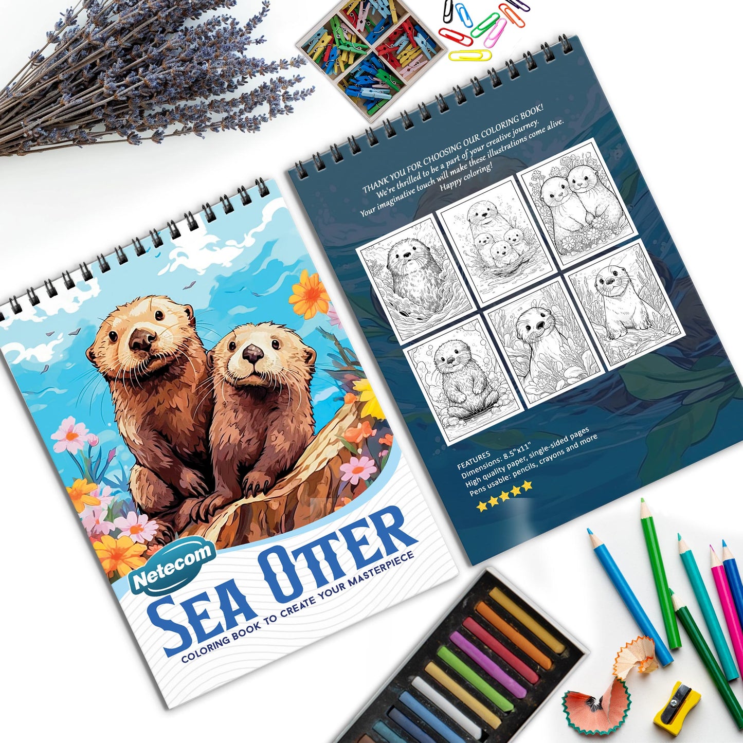 Sea Otter Spiral Bound Coloring Book, Adorable Sea Otters for a Cute and Relaxing Art Adventure, Great for Marine Life Enthusiasts and Animal Lovers