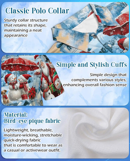 Snowman Christmas Polo Shirt – Winter Holiday Print | Netecom