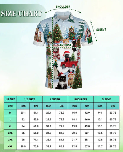 Cute Cat Christmas Polo Shirt for Men | Netecom