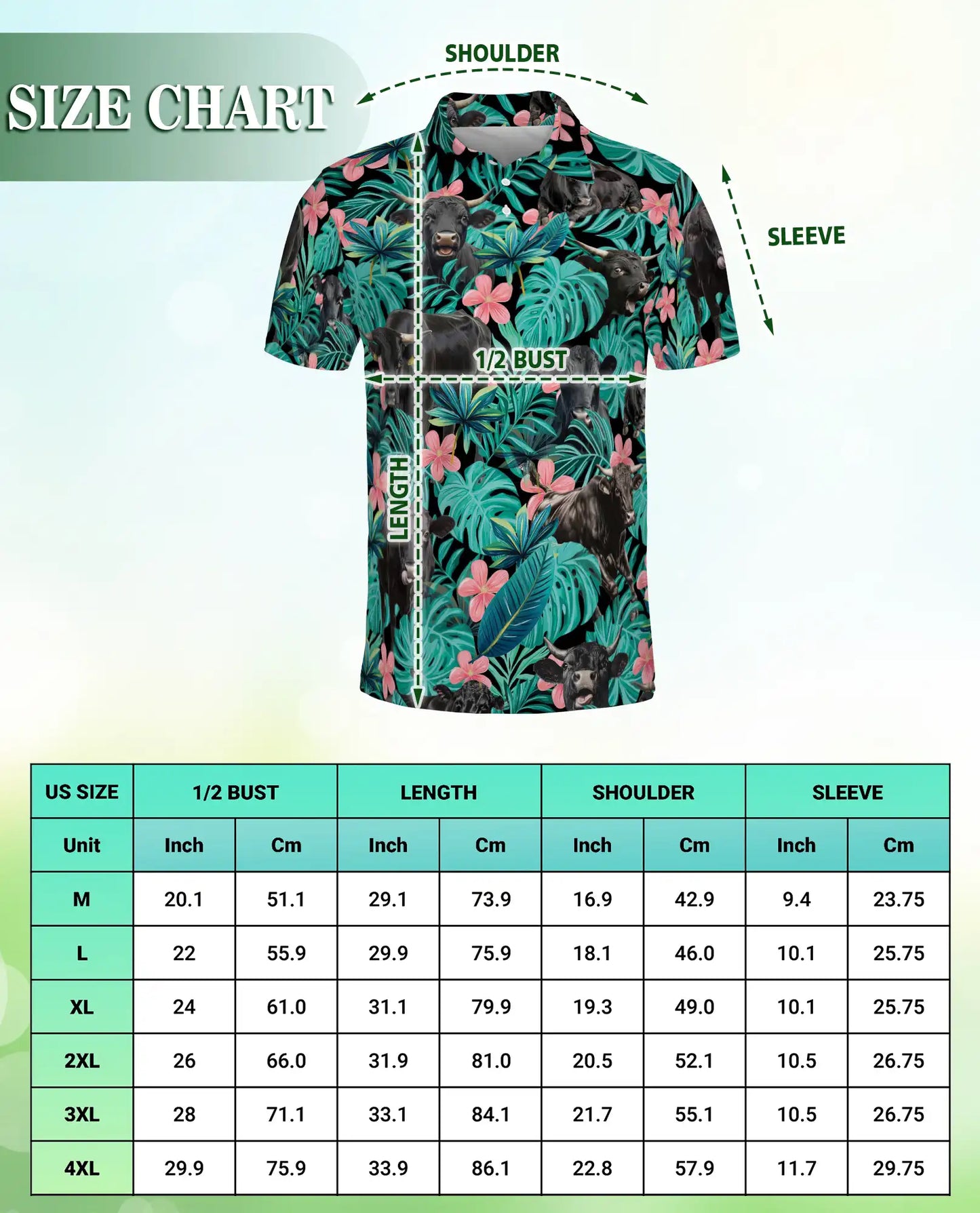 Black Cow Tropical Floral 3D Polo Shirt for Men – Hawaiian Farm Animal Style | Netecom