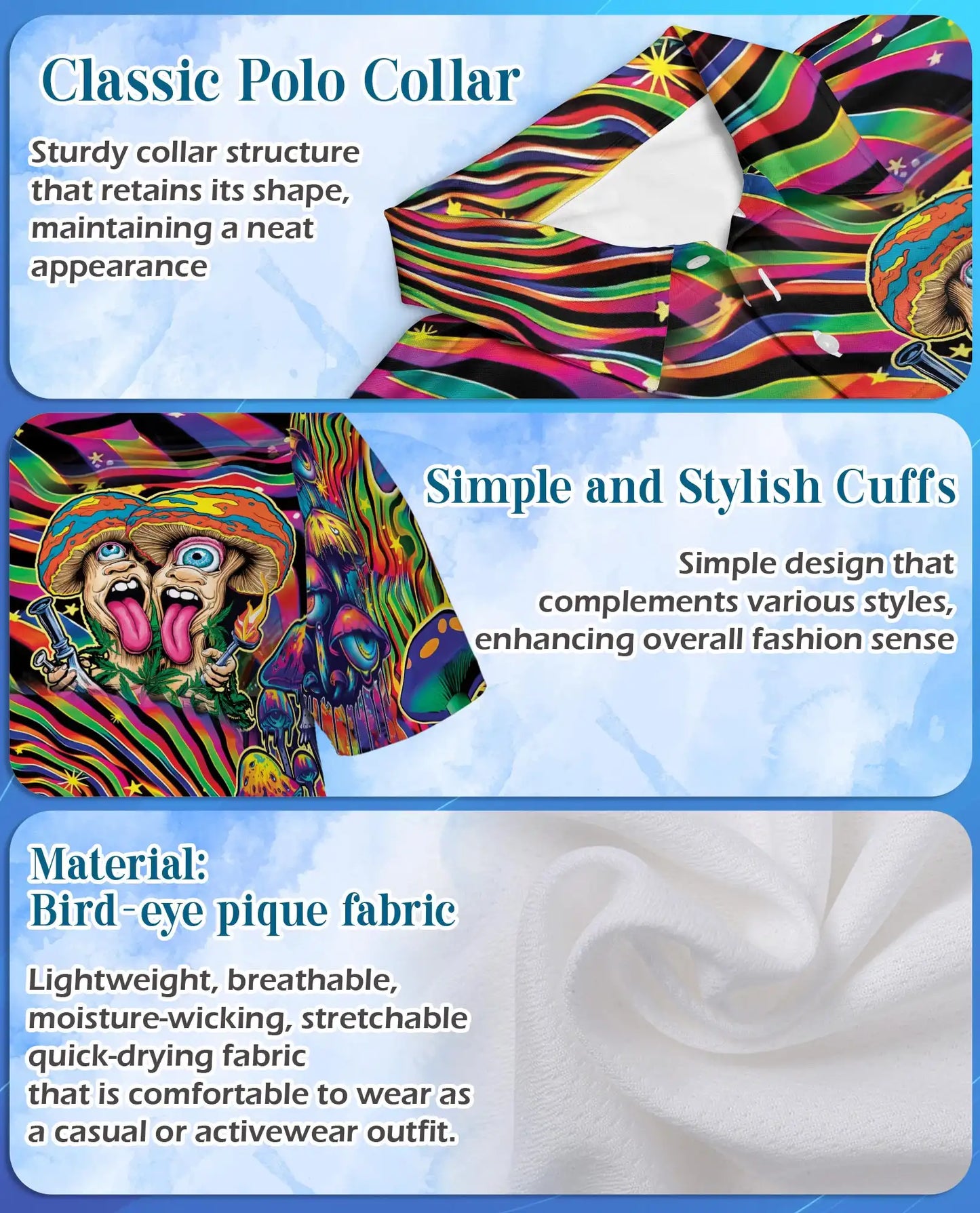 Psychedelic Mushroom Trippy Polo Shirt for Men – Colorful Psy Art | Netecom