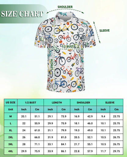 Colorful Bicycle Pattern Polo Shirt-Cycling Lifestyle Bike Lover Design | Netecom