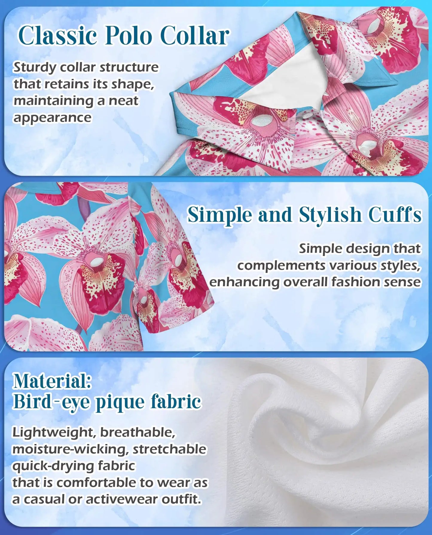 Pink Orchid Polo Shirt for Men – Tropical Floral Style | Netecom