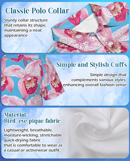 Pink Orchid Polo Shirt for Men – Tropical Floral Style | Netecom