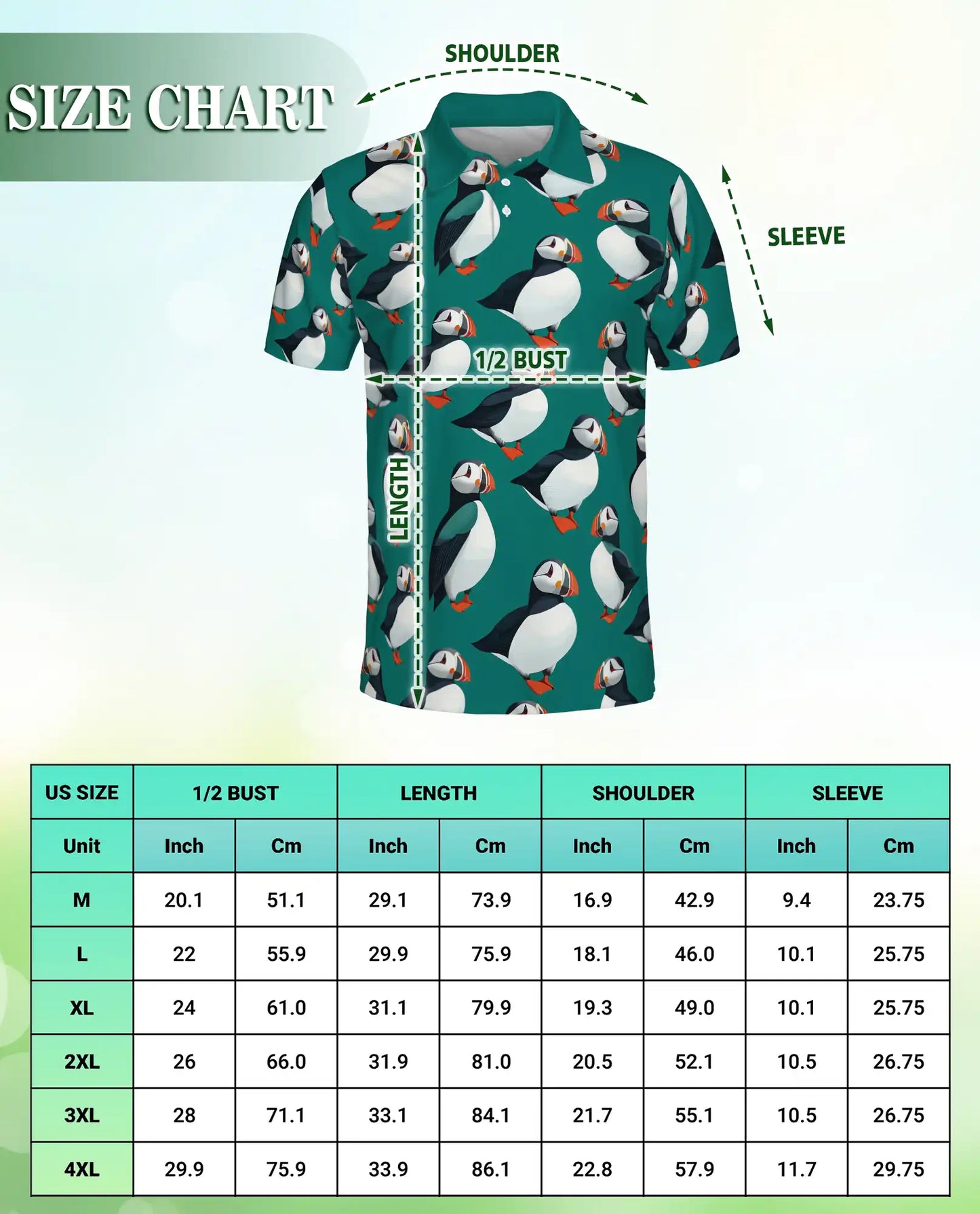 Cute Puffin Bird 3D Polo Shirt for Men – Coastal Seabird Tropical Style | Netecom
