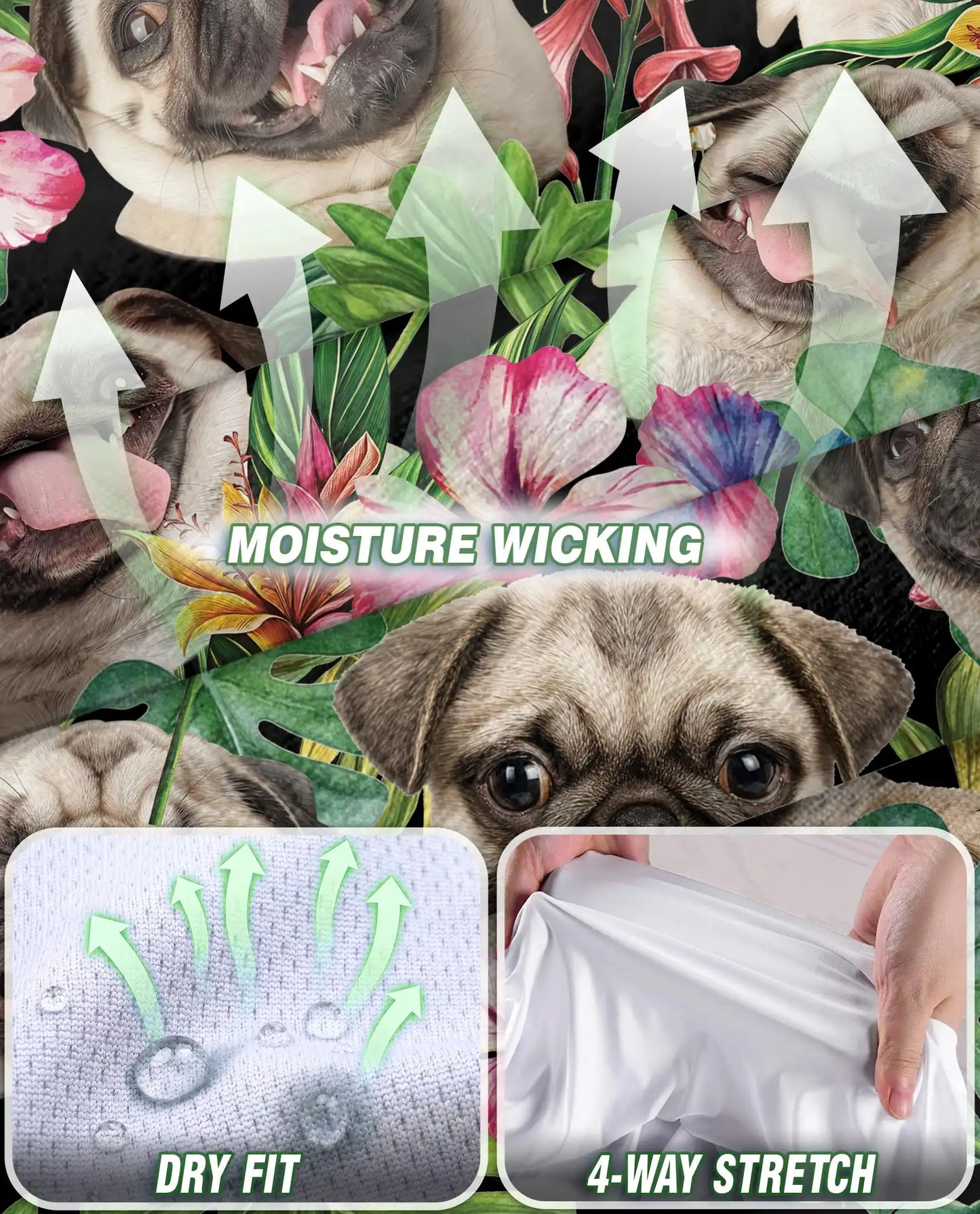 Tropical Pug Sleeveless Polo Shirt for Women – Cute Dog Summer Style | Netecom