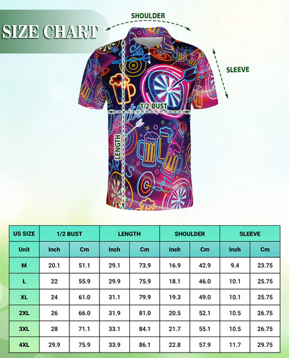 Neon Darts Polo Shirt for Men-Beer Lover Dart Player Shirt | Netecom