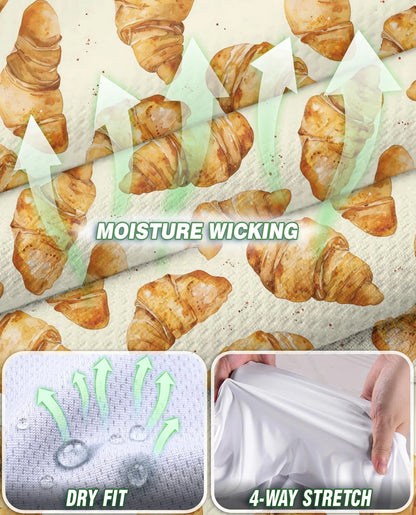 Croissant Pattern Sleeveless Polo Shirt for Women – Cute Bakery Food Style | Netecom