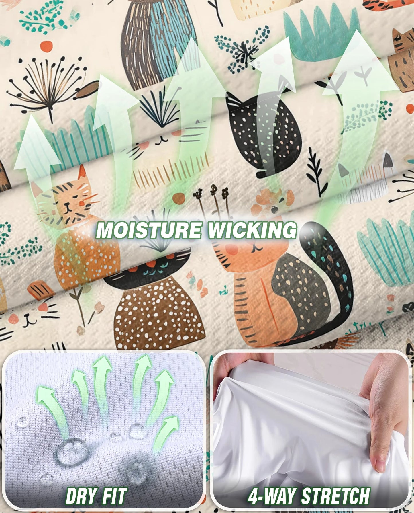 Cat Abstract Trees and Flowers Sleeveless Polo Shirt for Women | Netecom