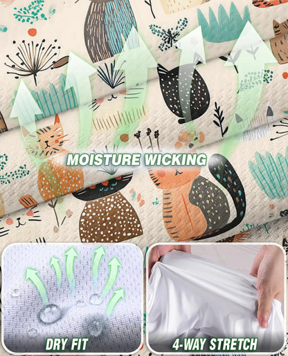 Cat Abstract Trees and Flowers Sleeveless Polo Shirt for Women | Netecom