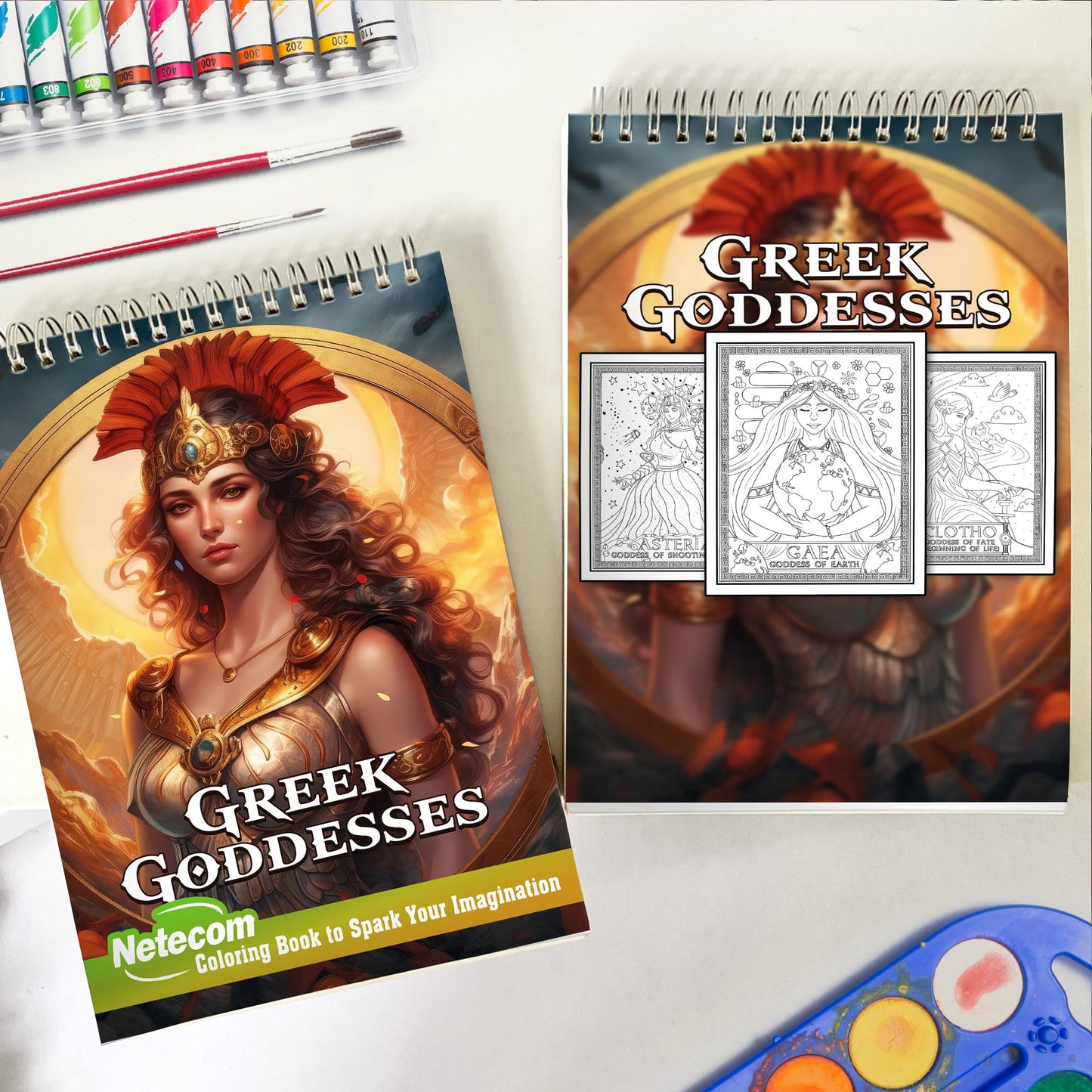 Greek Godnesses Spiral Bound Coloring Book, Discover the Mythical World of Greek Goddesses with 30 Exquisite Coloring Pages that Showcase the Elegance and Strength of these Legendary Figures