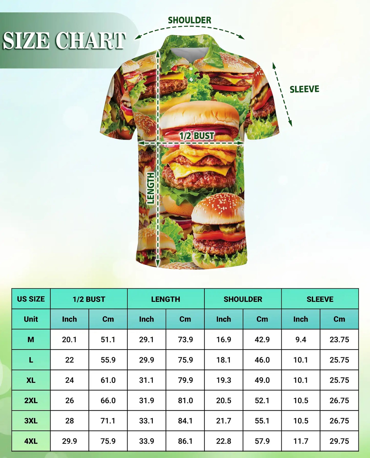 Funny Burger Food 3D Polo Shirt for Men – Fast Food Lover Style | Netecom