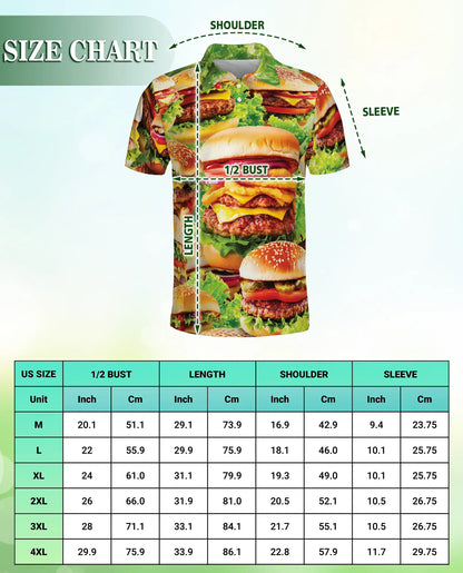 Funny Burger Food 3D Polo Shirt for Men – Fast Food Lover Style | Netecom