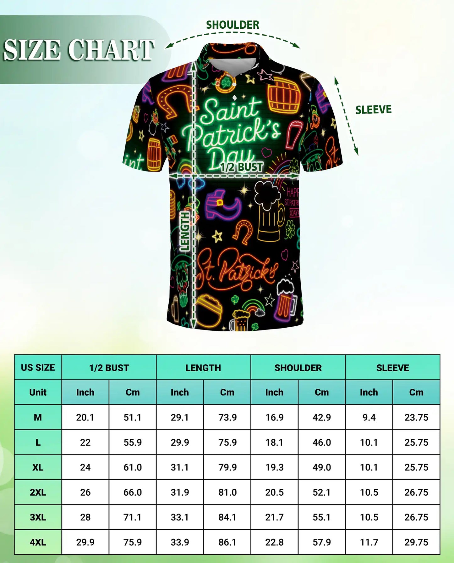 St Patrick’s Day Neon 3D Polo Shirt for Men – Funny Irish Party Style | Netecom