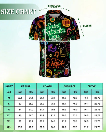St Patrick’s Day Neon 3D Polo Shirt for Men – Funny Irish Party Style | Netecom