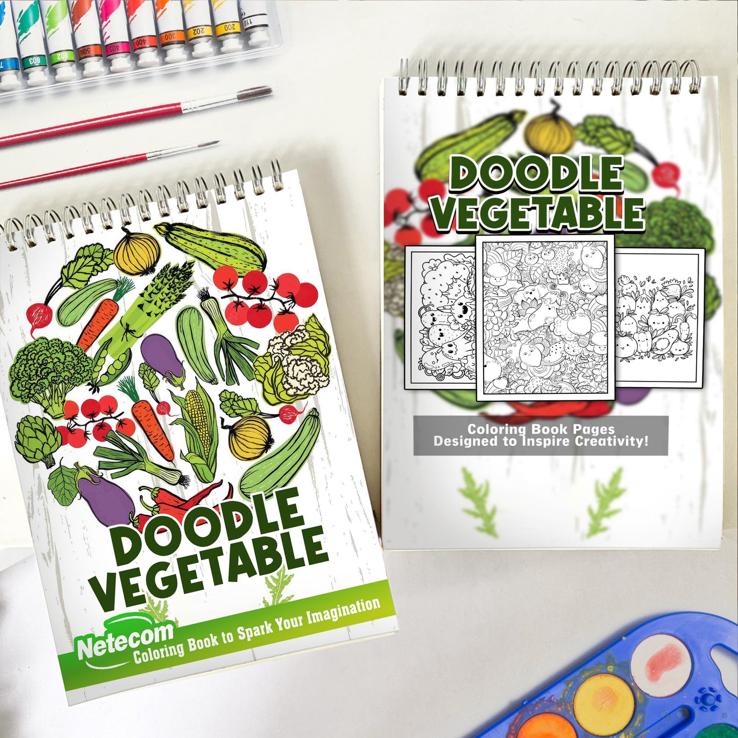 Doodle Vegetable Spiral Bound Coloring Book, Unleash Your Creativity with 30 Whimsical Doodle Vegetable Coloring Pages to Celebrate the Beauty of Nature's Bounty