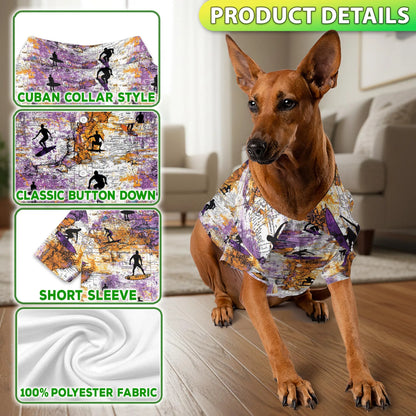 Surfing Summer Print Hawaii Dog and Owner Matching Button Shirts