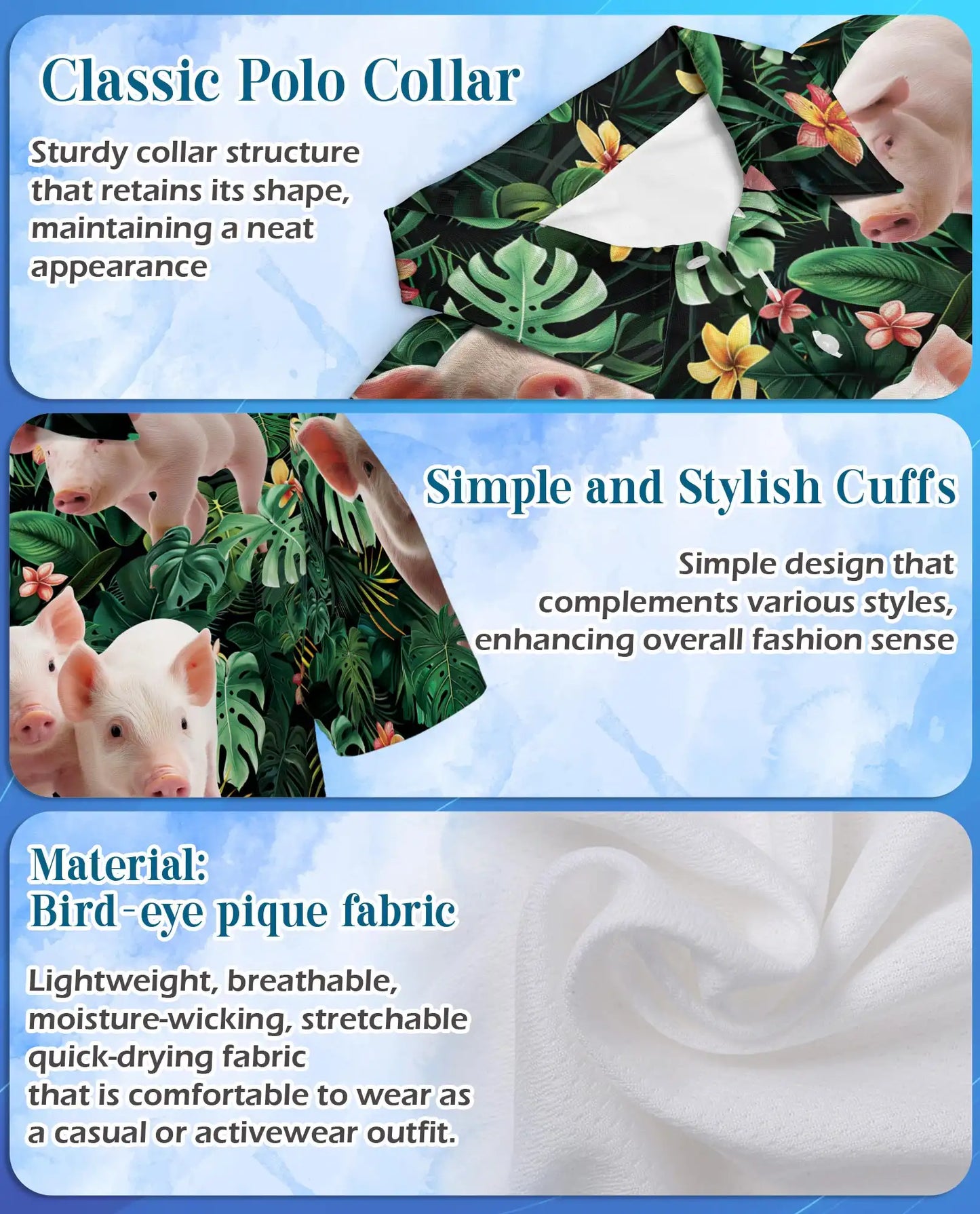 Tropical Pig Polo Shirt – Farm Animal Island Style | Netecom